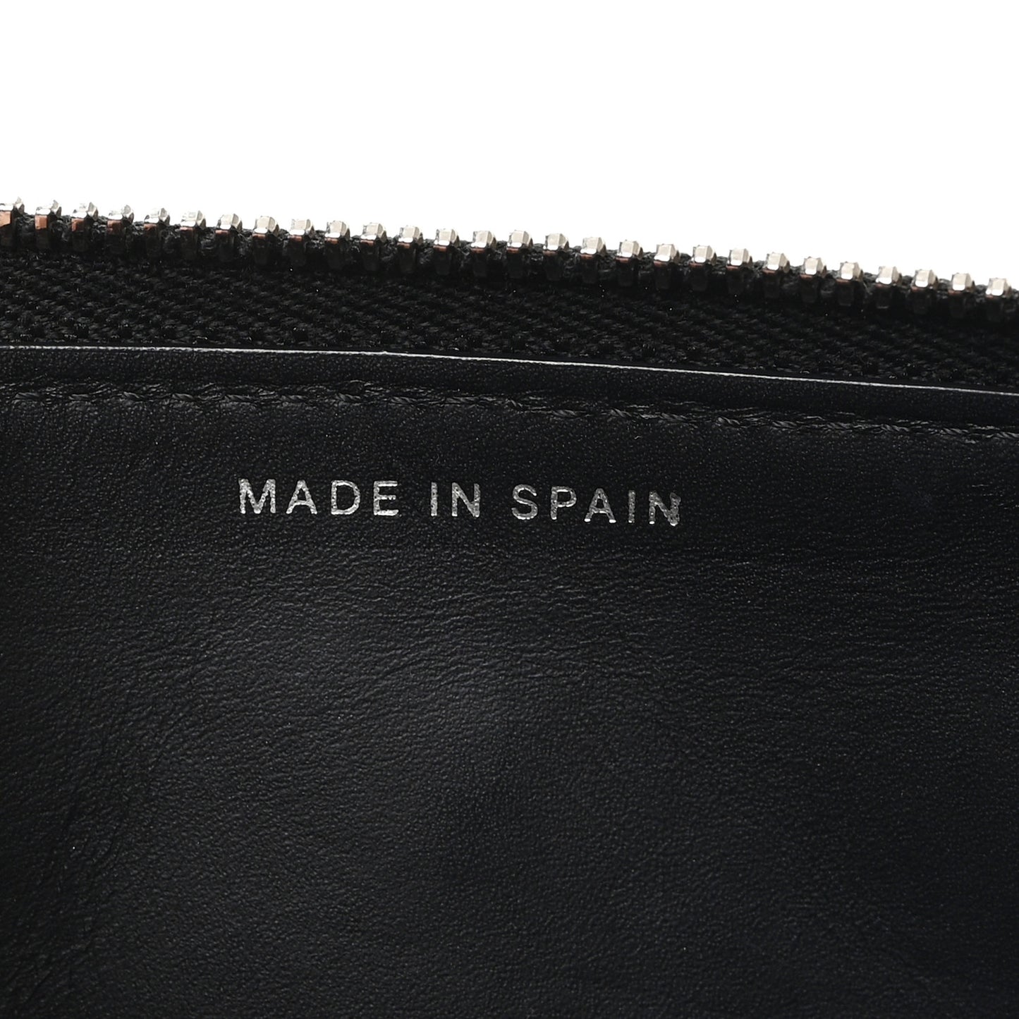 Patent Quilted Double Stitched Zip Around Wallet Black