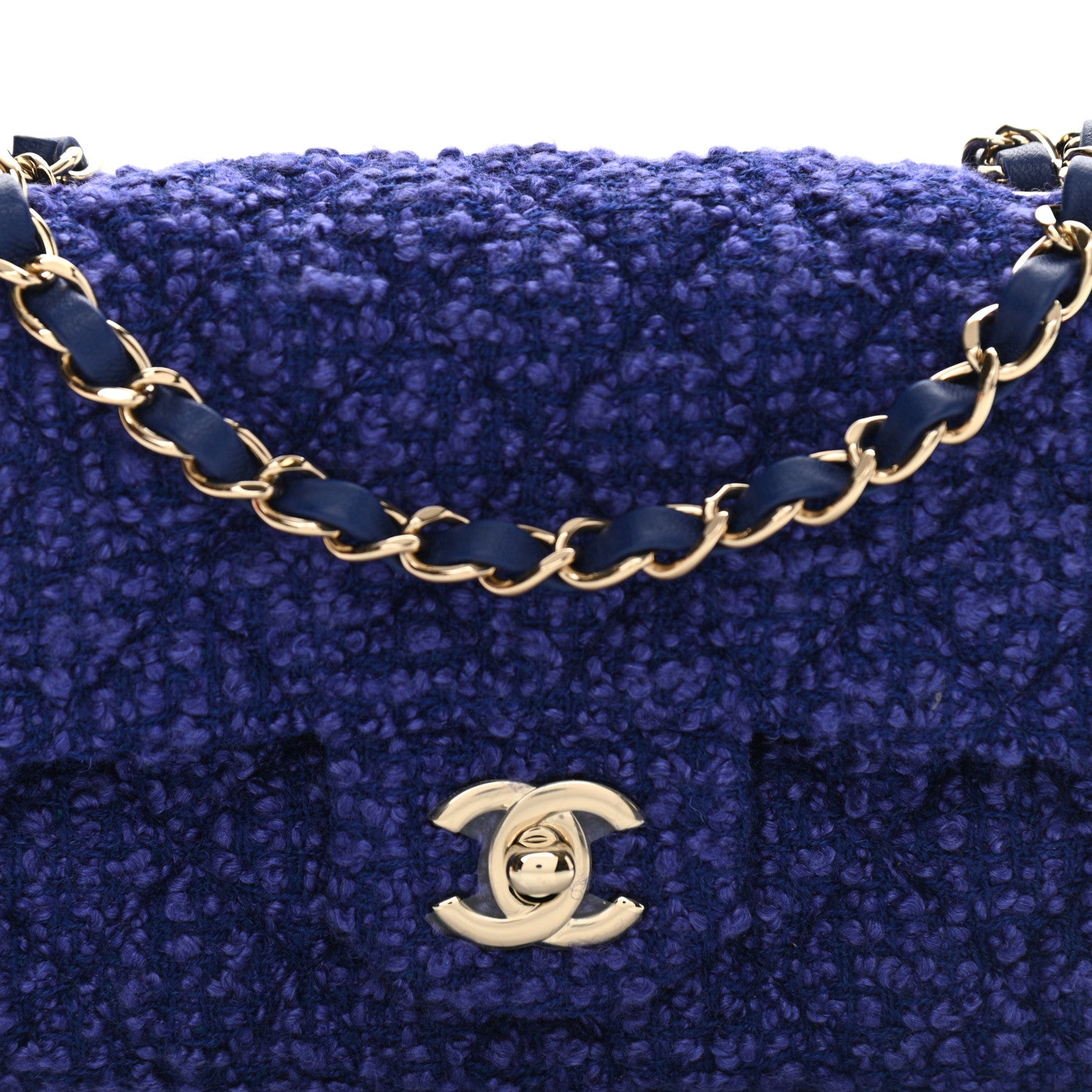 Chanel Tweed Quilted Mini Rectangular Flap Blue 8 of 10