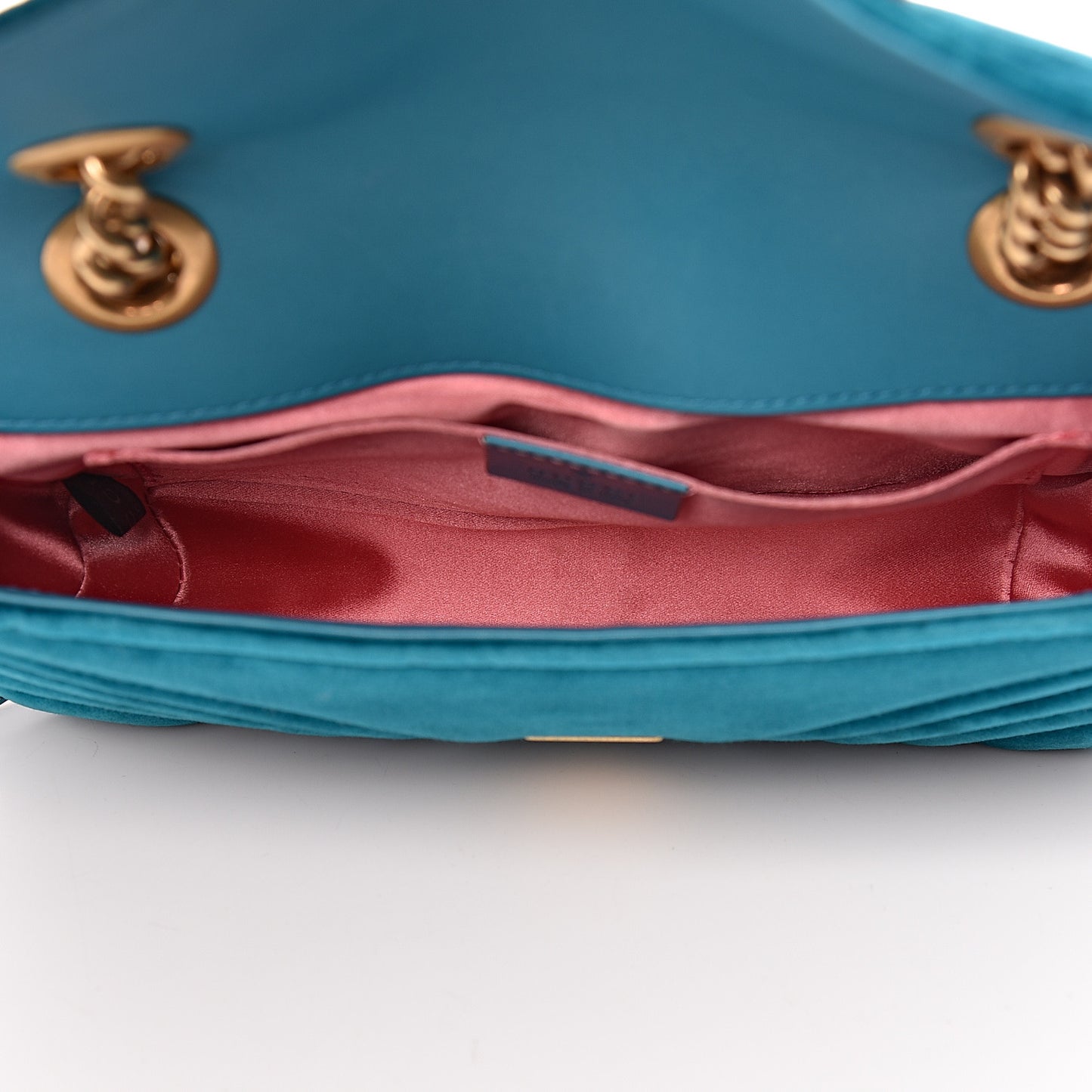 Velvet Matelasse Mini GG Marmont Shoulder Bag Pavone Cyan