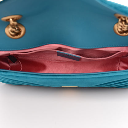 Gucci Velvet Matelasse Mini GG Marmont Shoulder Bag Pavone Cyan 7 of 13