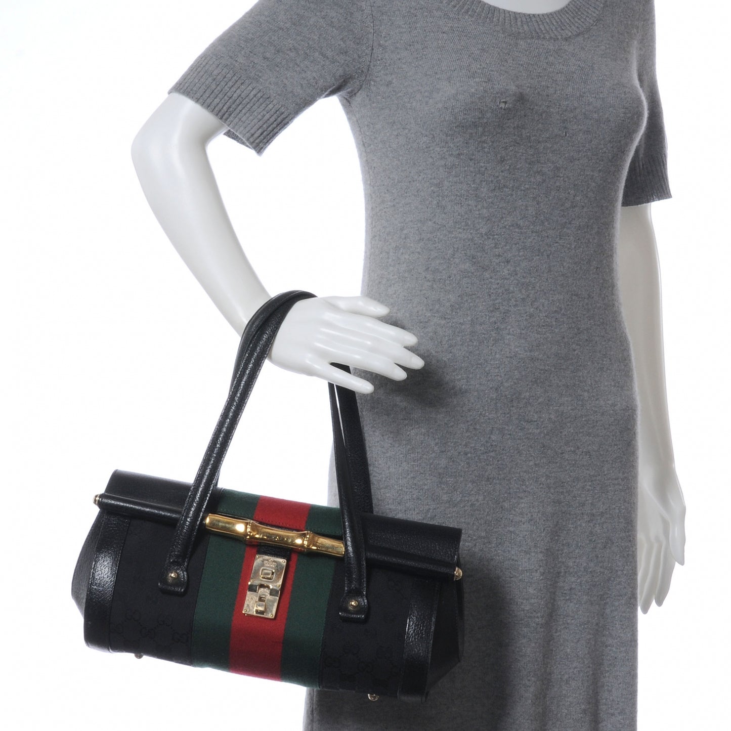 Calfskin Web Bamboo Bullet Satchel
