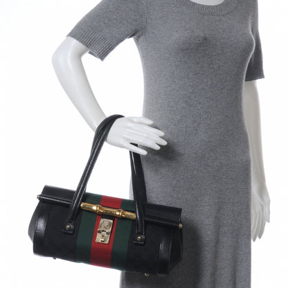 Gucci Calfskin Web Bamboo Bullet Satchel 2 of 7