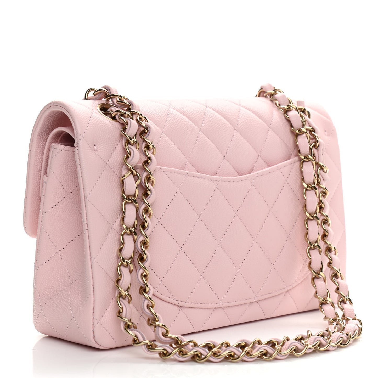 Caviar Quilted Small Double Flap Light Pink