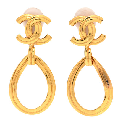 Chanel CC Drop Clip On Earrings Gold 1 of 4