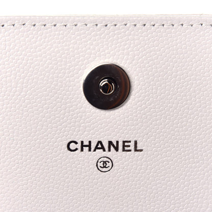 Chanel Caviar Quilted My Everything Clutch With Chain White Black 5 of 9