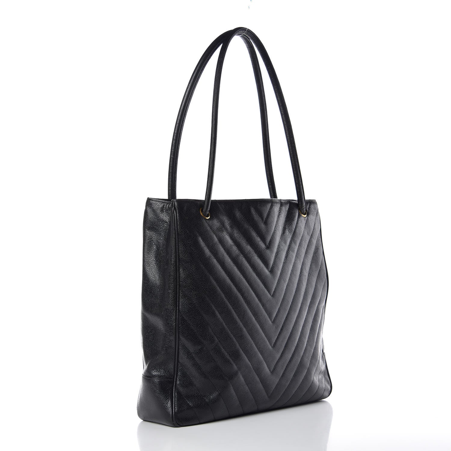 Chanel Caviar Chevron Quilted Shoulder Bag Black 3 of 14