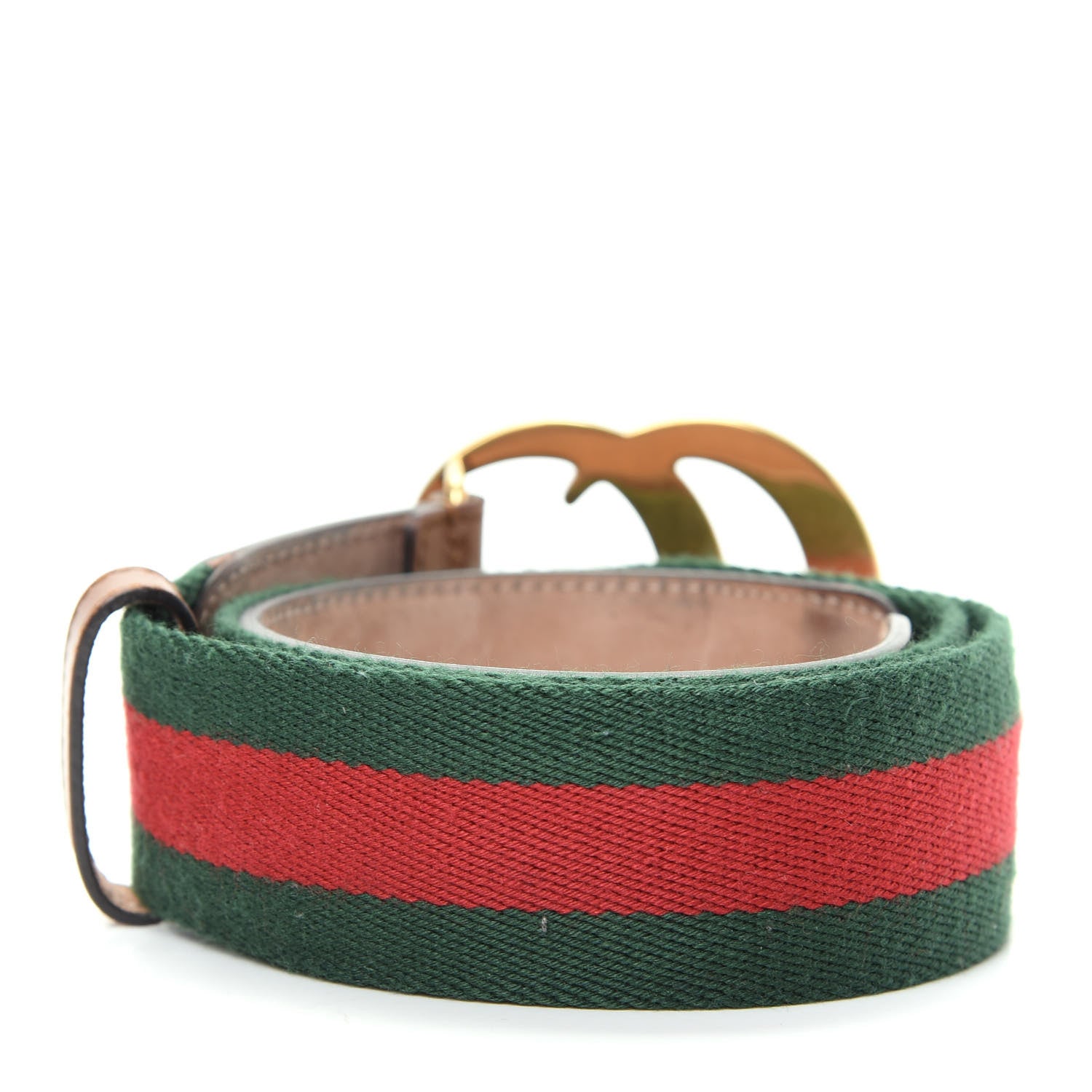 Gucci Nylon Calfskin Double G Web 40mm Belt 75 30 Green Red Cuir 2 of 8