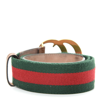 Gucci Nylon Calfskin Double G Web 40mm Belt 75 30 Green Red Cuir 2 of 8