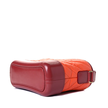 Chanel Aged Calfskin Chevron Quilted Small Gabrielle Hobo Dark Red Orange 7 of 7