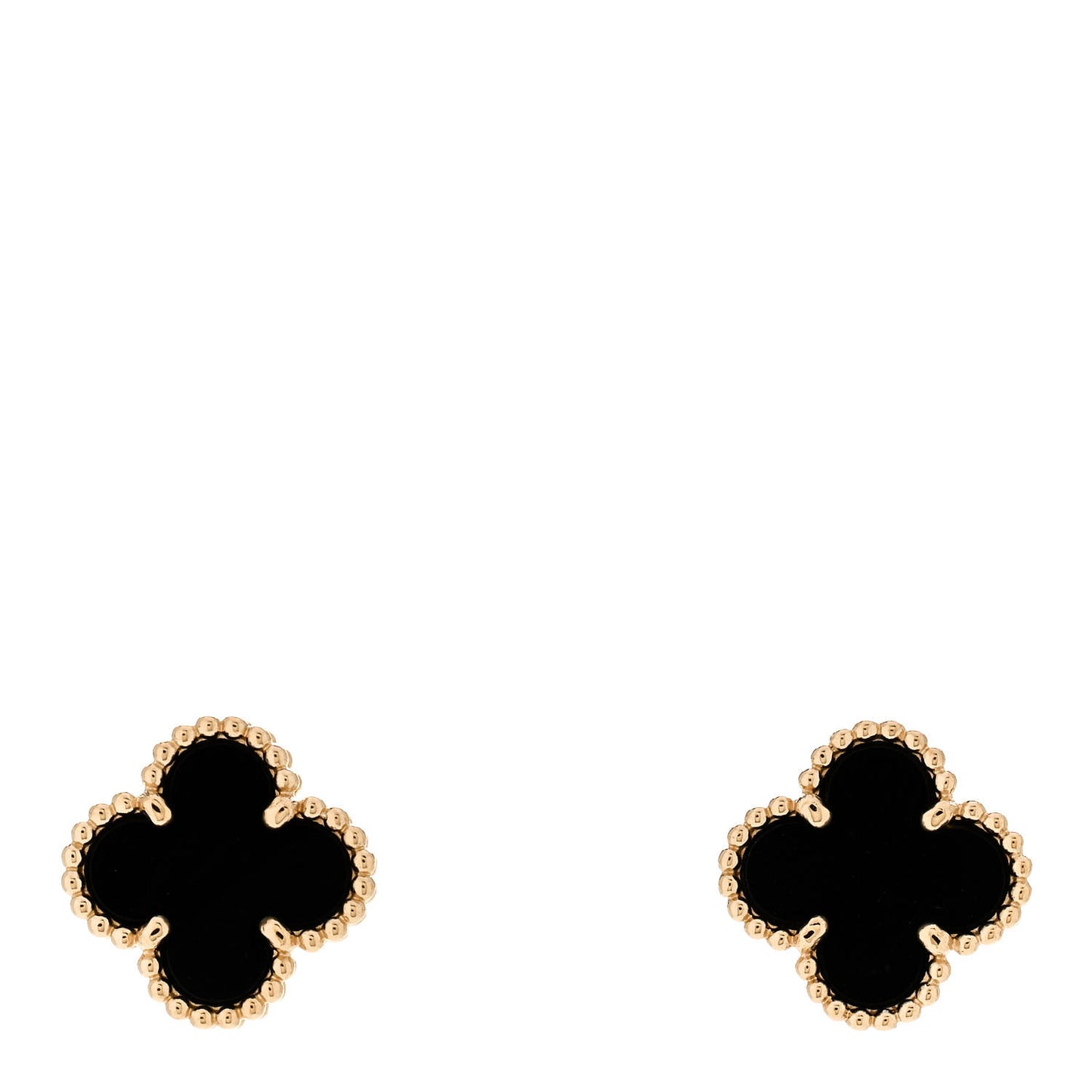 18K Yellow Gold Black Onyx Sweet Alhambra Earrings