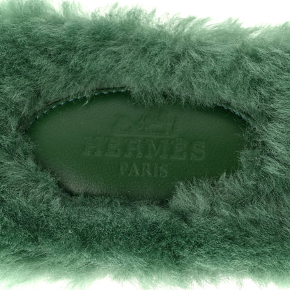 Hermes Woolskin Oran Sandals 36 Vert Anglais 8 of 9