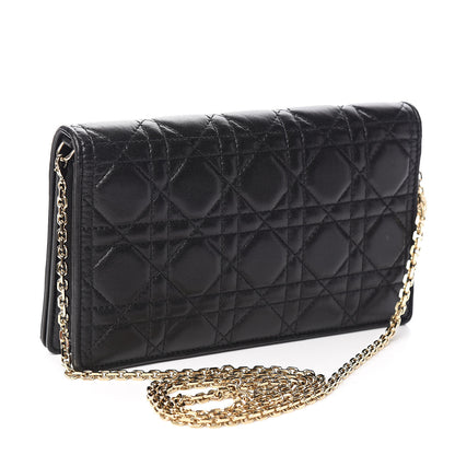 Christian Dior Lambskin Cannage Lady Dior Chain Wallet Black 3 of 11