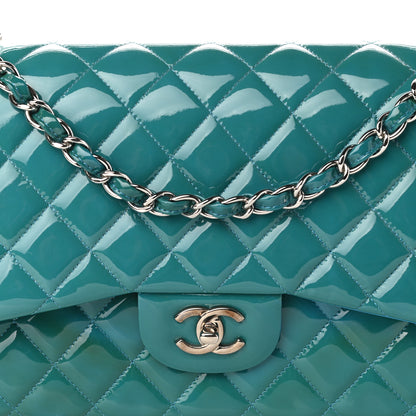 Chanel Patent Quilted Jumbo Double Flap Blue 7 of 11