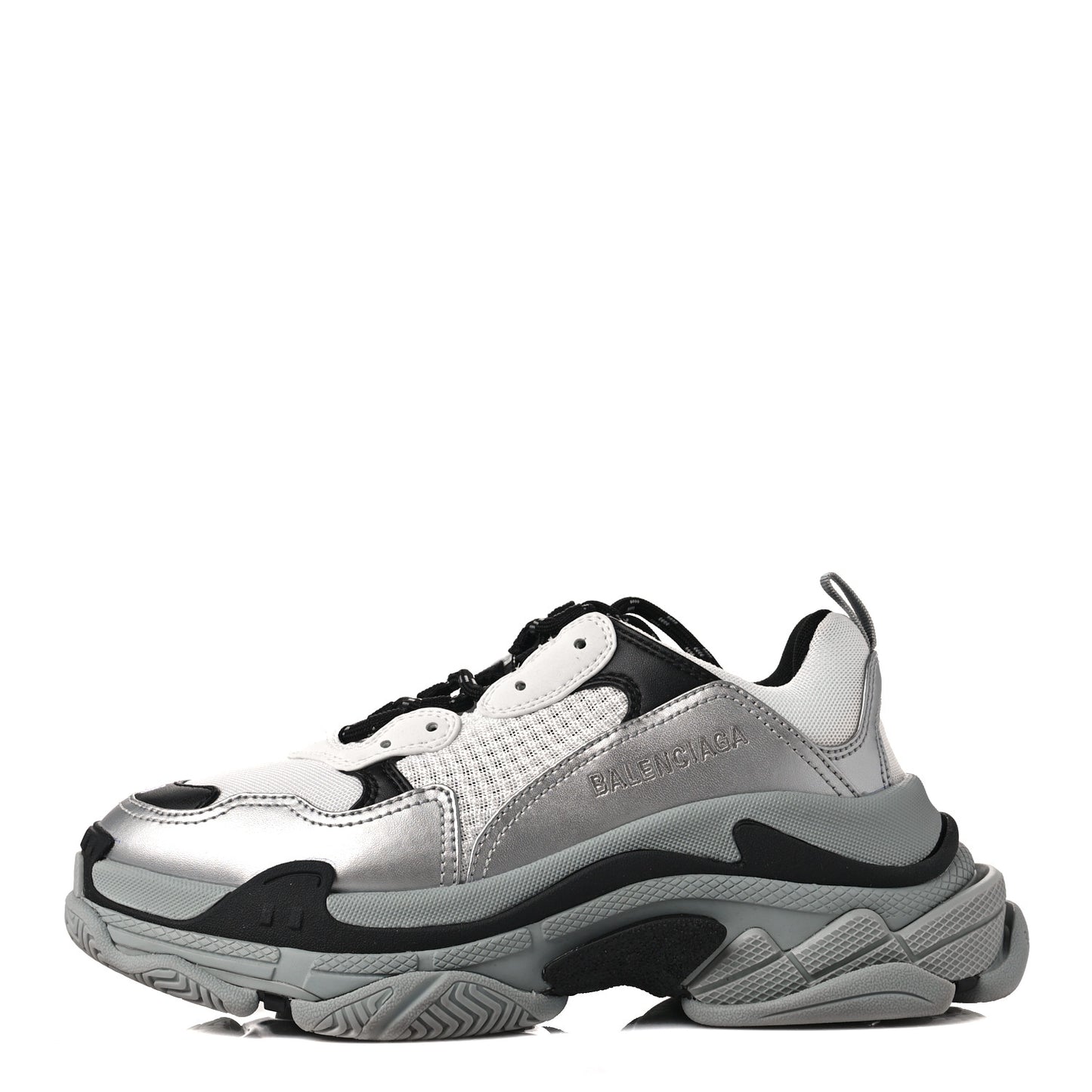 Metallic Fabric Mesh Womens Triple S Sneakers 38 Grey Dark Grey Black