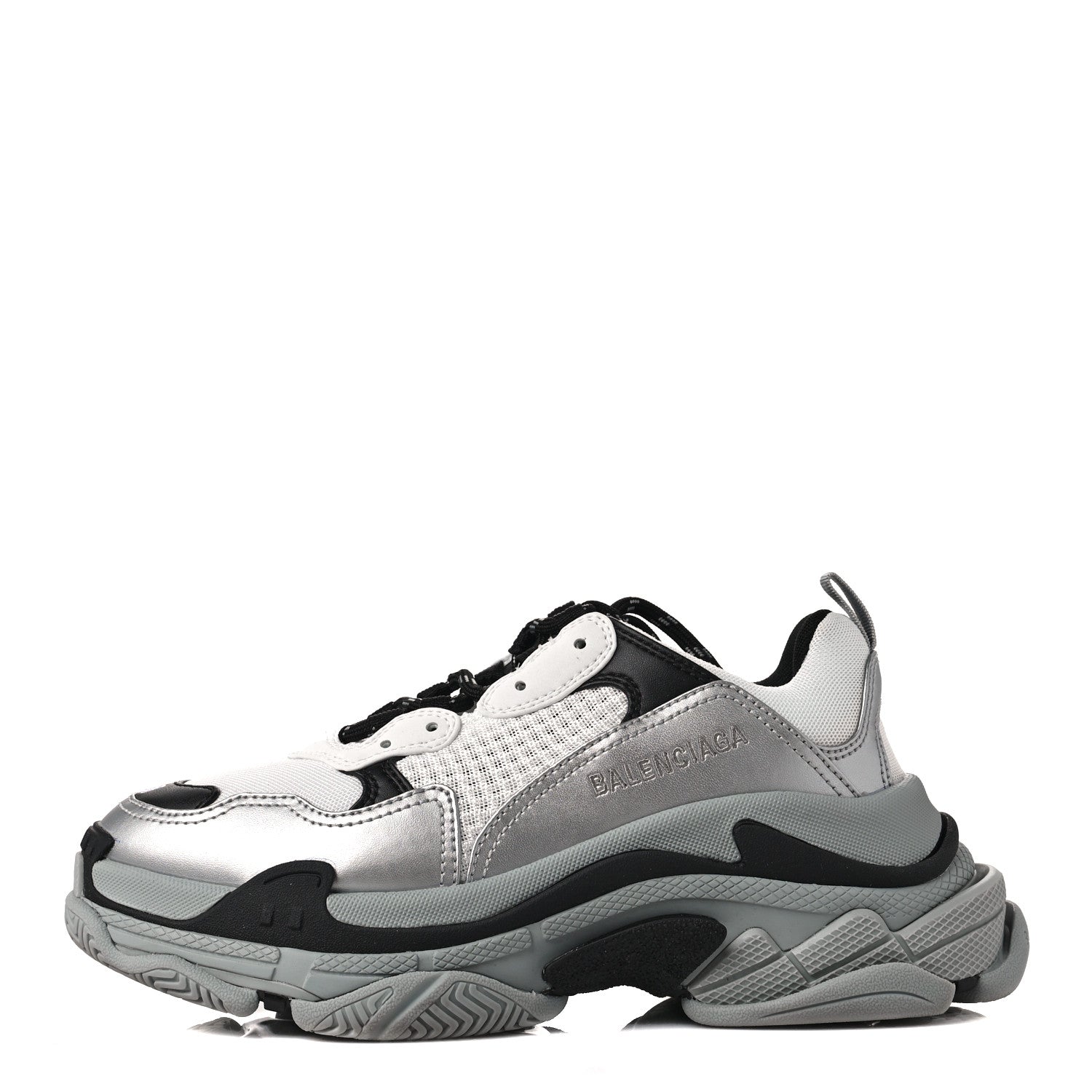 Balenciaga Metallic Fabric Mesh Womens Triple S Sneakers 38 Grey Dark Grey Black 1 of 7
