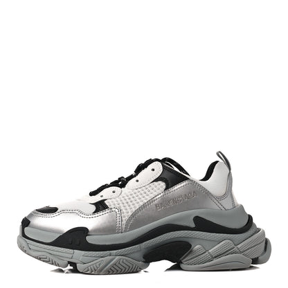 Balenciaga Metallic Fabric Mesh Womens Triple S Sneakers 38 Grey Dark Grey Black 1 of 7