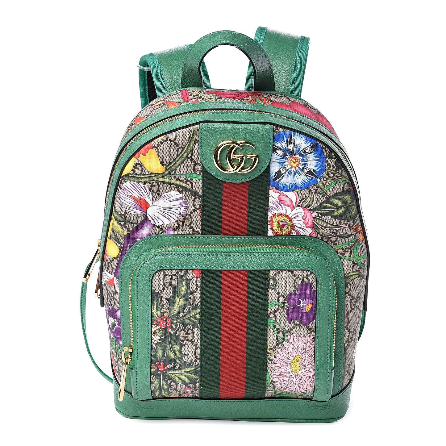 GG Supreme Monogram Flora Web Small Ophidia Day Backpack Green
