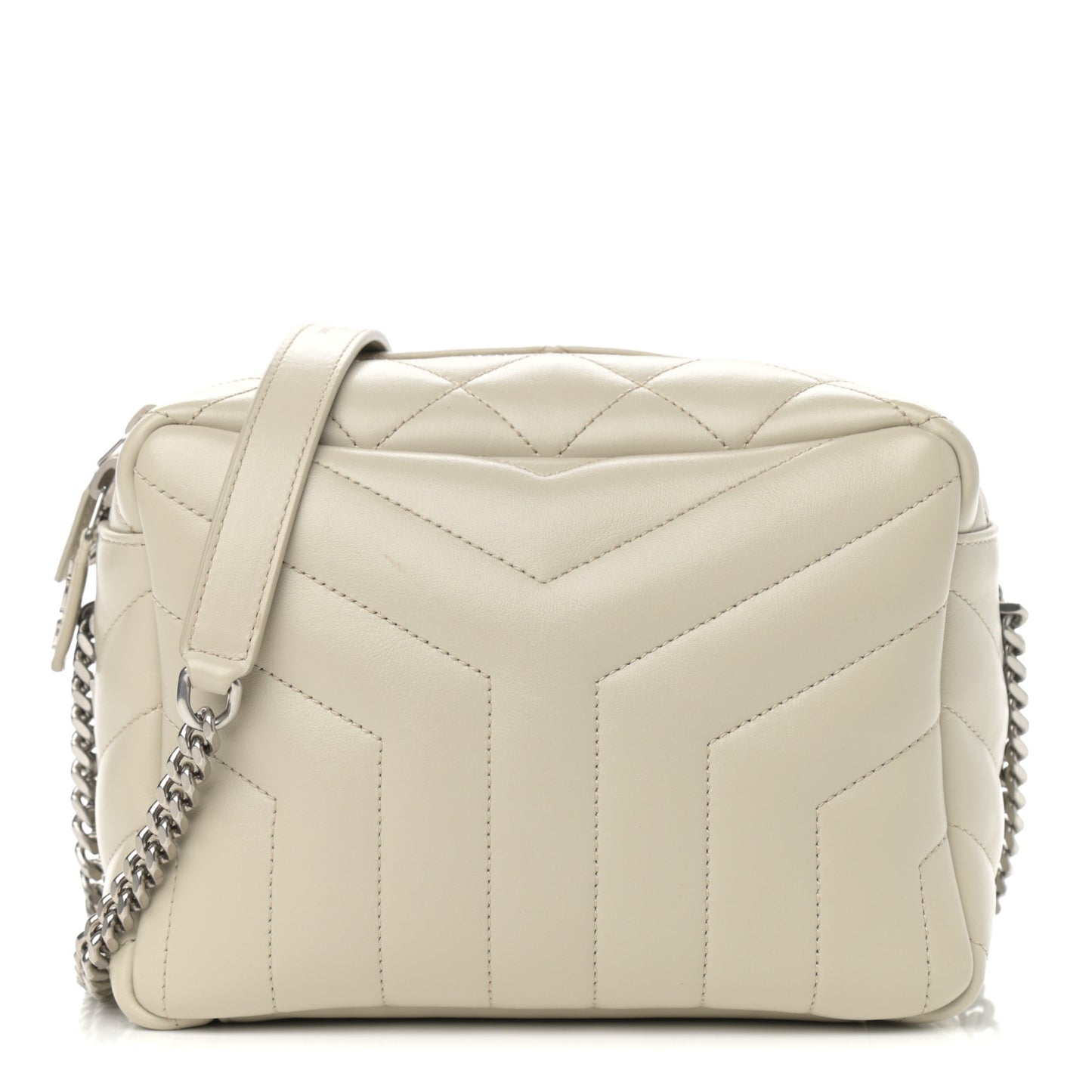 Calfskin Y Quilted Monogram Small Loulou Bowling Bag Ivory
