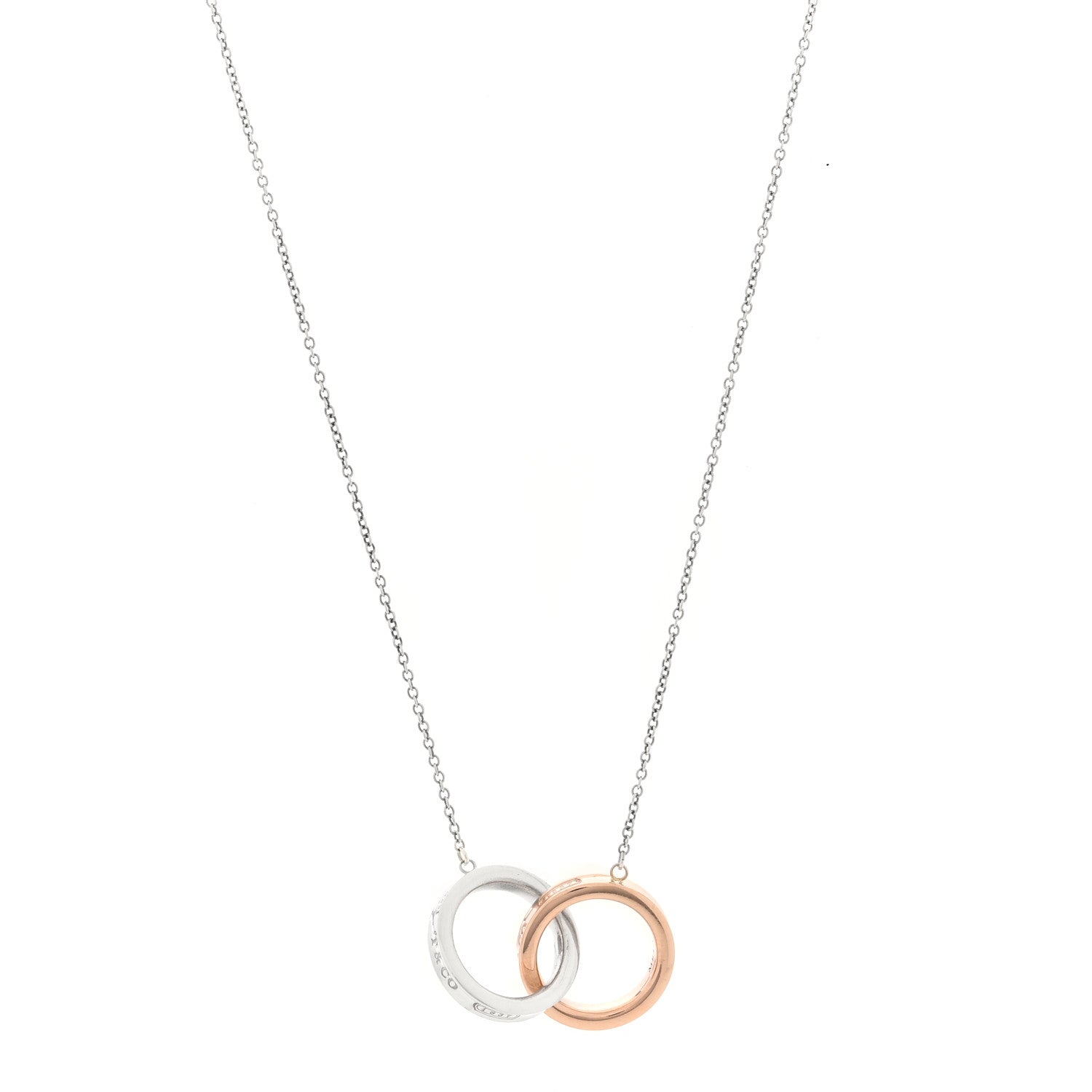 Tiffany Sterling Silver Rubedo 1837 Interlocking Circles Pendant Necklace 1 of 5