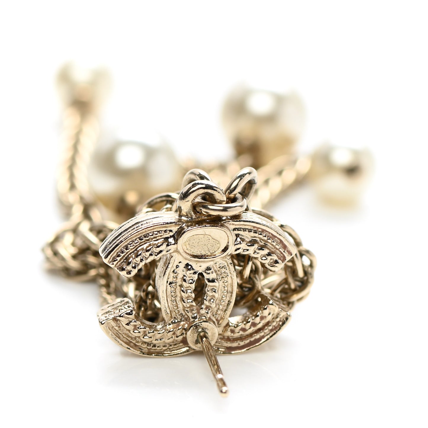 Pearl CC Multi Chain Drop Earrings Gold