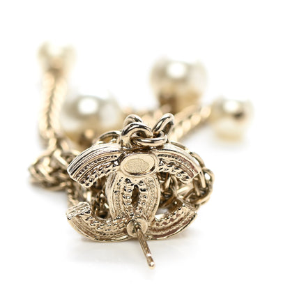 Chanel Pearl CC Multi Chain Drop Earrings Gold 5 of 5