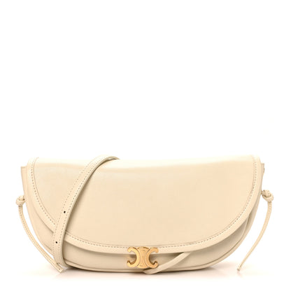 Celine Supple Shiny Lambskin Little Halfmoon Soft Triomphe White Cotton 1 of 9