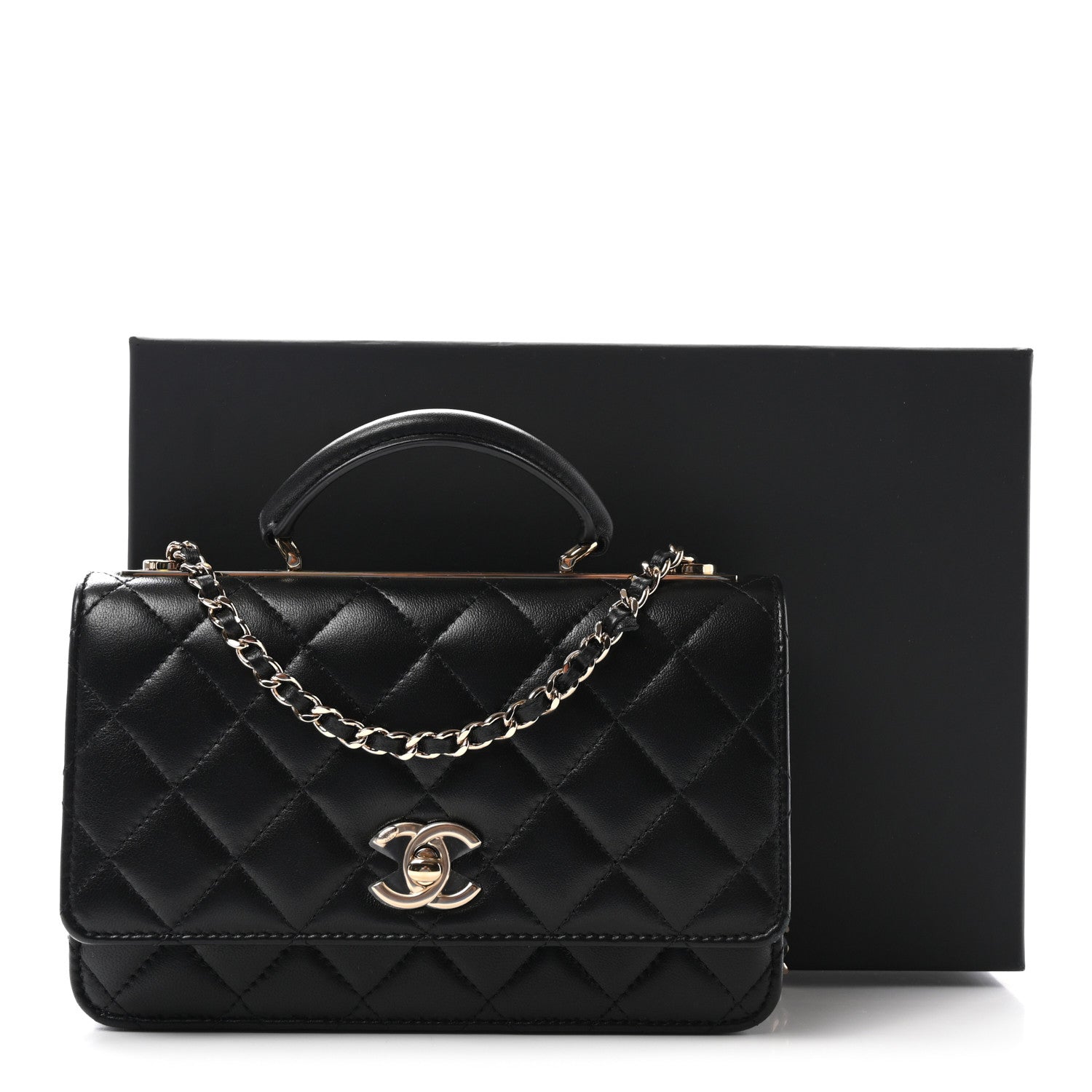 Chanel Lambskin Quilted Trendy CC Dual Handle Clutch With Chain Black 12 of 12