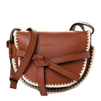 Loewe Calfskin Crochet Trim Small Gate Crossbody Bag Tan 1 of 10