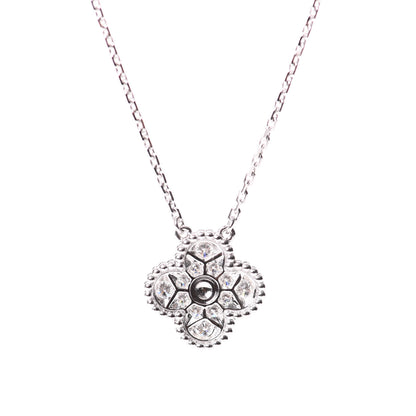 Van Cleef & Arpels 18K White Gold Diamond Vintage Alhambra Pendant Necklace 5 of 6