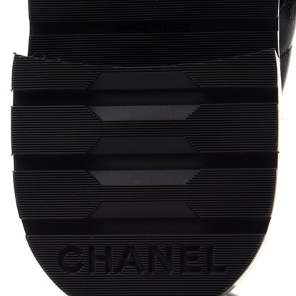 Chanel Shiny Calfskin Quilted Lace Up Combat Boots 37 Black 6 of 10