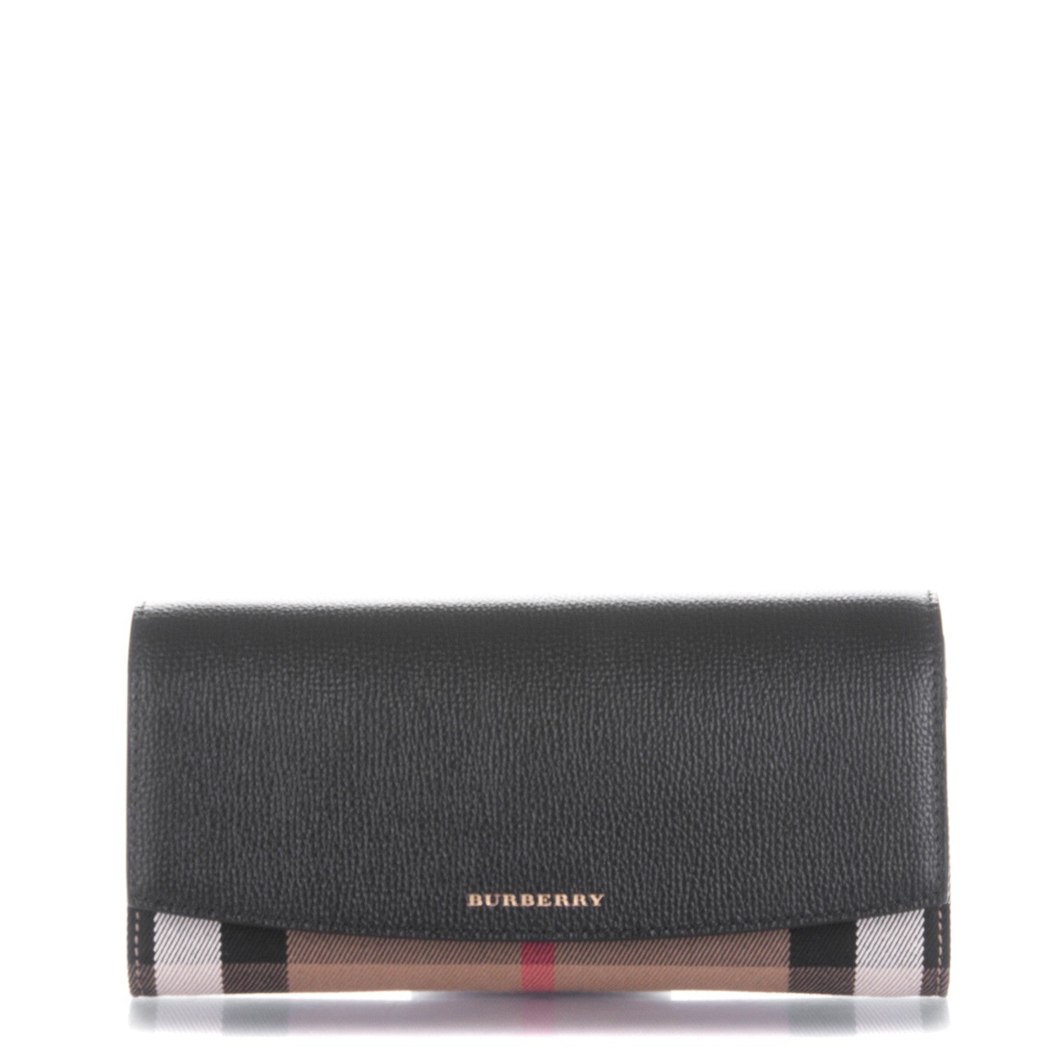 Burberry Grainy Calfskin House Check Henley Wallet On Chain Black 1 of 6