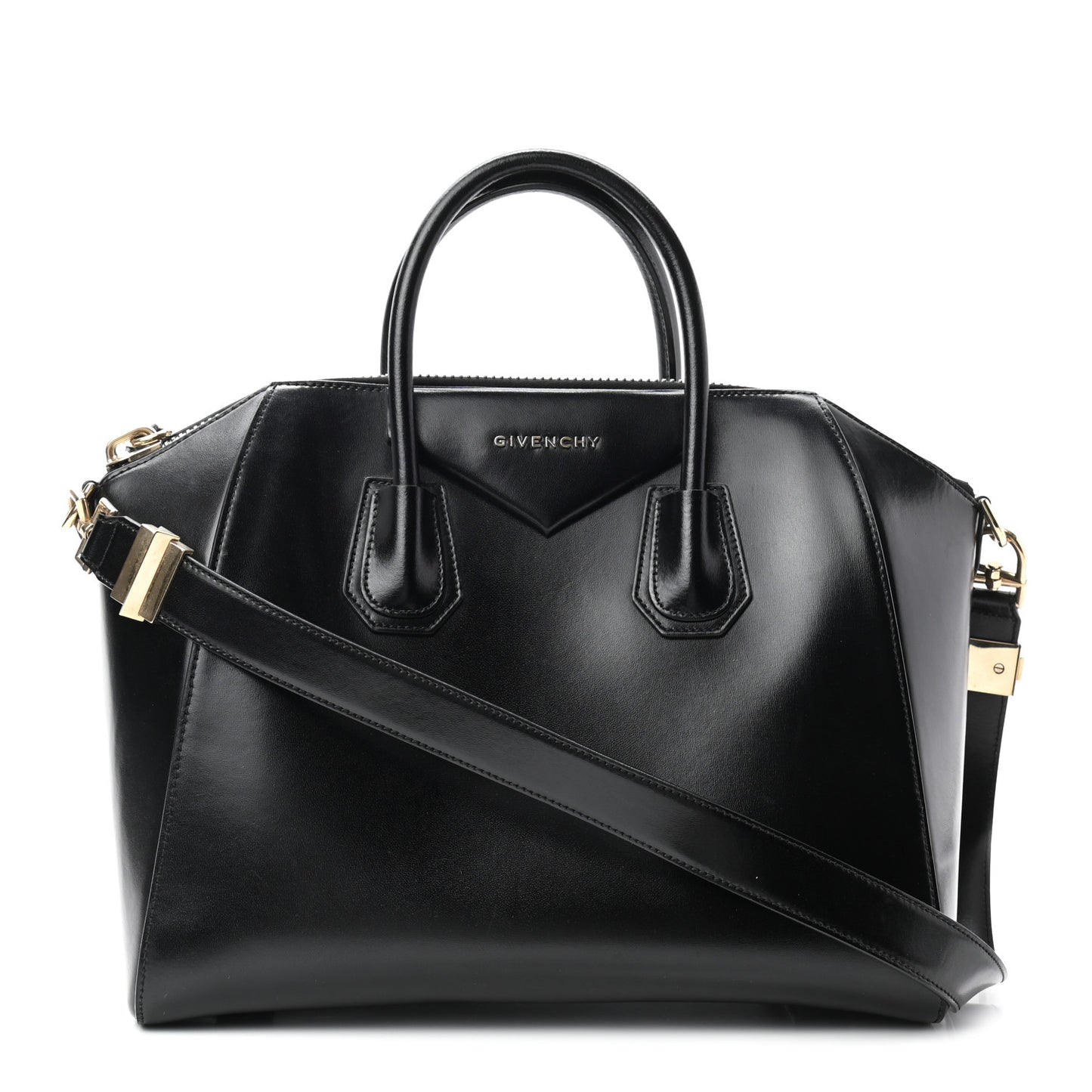 Shiny Lord Calfskin Small Antigona Black