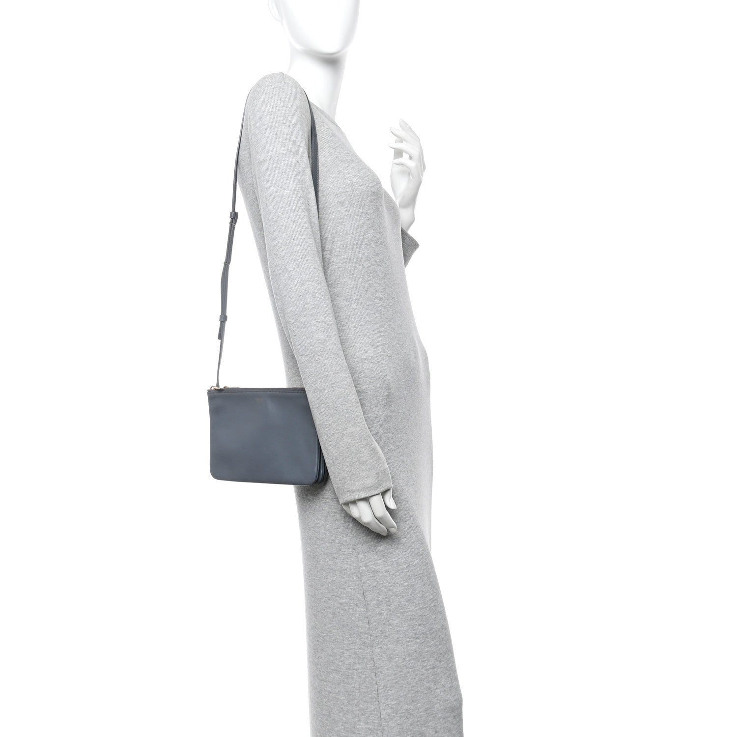 Celine Lambskin Small Trio Crossbody Bag Medium Grey 2 of 12