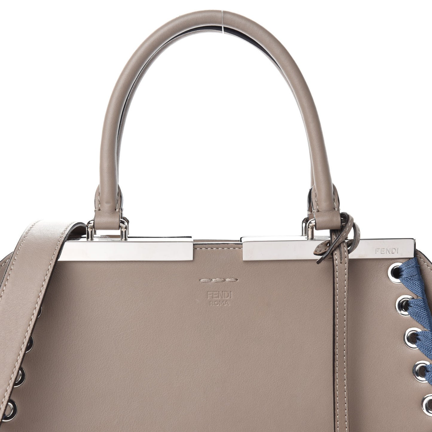 Vitello Dolce Ribbon Lace Up Petite 3Jours Tote Tortora Ceruleo
