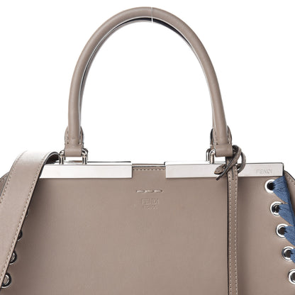 Fendi Vitello Dolce Ribbon Lace Up Petite 3Jours Tote Tortora Ceruleo 14 of 14