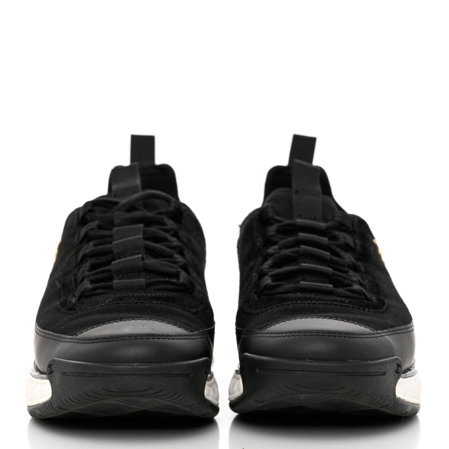Velvet Calfskin Mixed Fibers CC Sneakers 37.5 Black