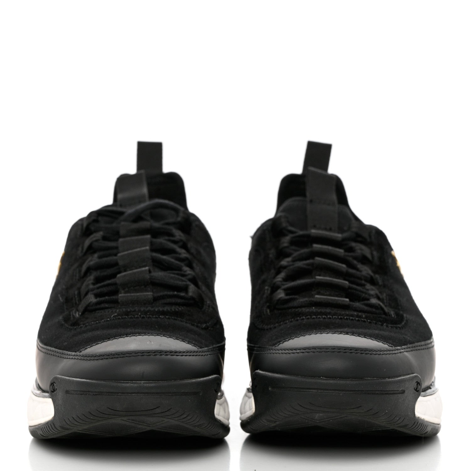 Chanel Velvet Calfskin Mixed Fibers CC Sneakers 37.5 Black 3 of 9