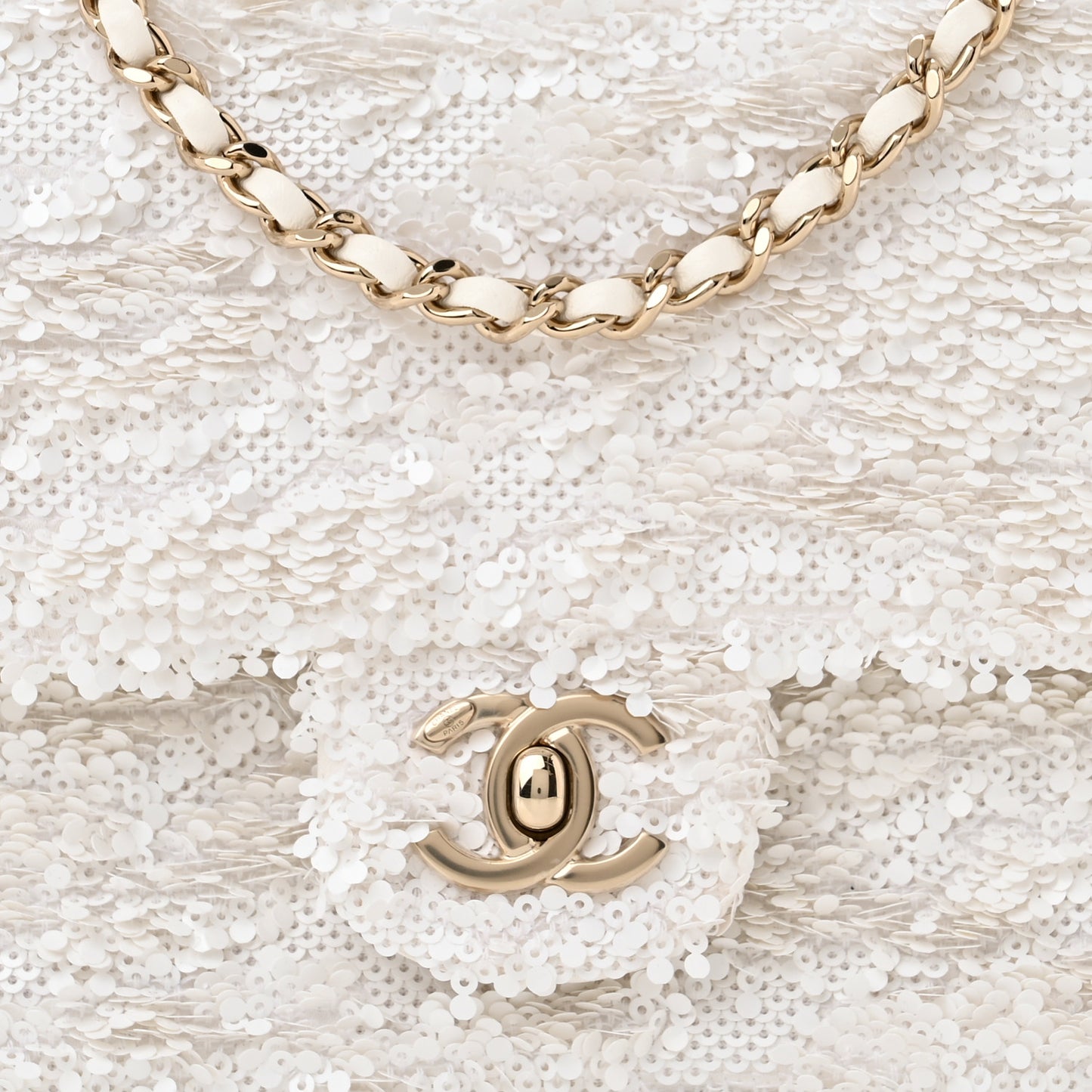 Sequin Mini Rectangular Flap White