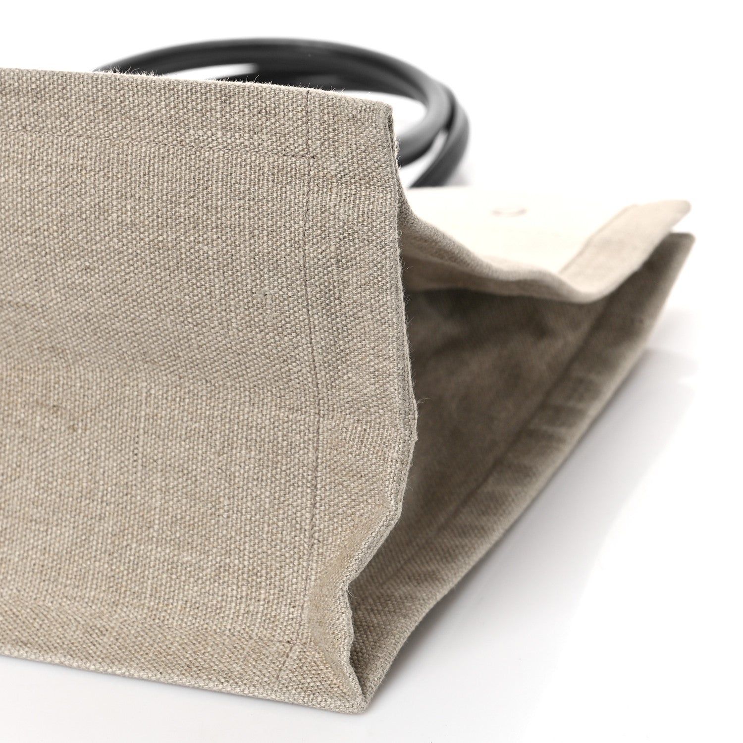 Saint Laurent Linen Calfskin Small Rive Gauche Tote Greggio Natural 8 of 8