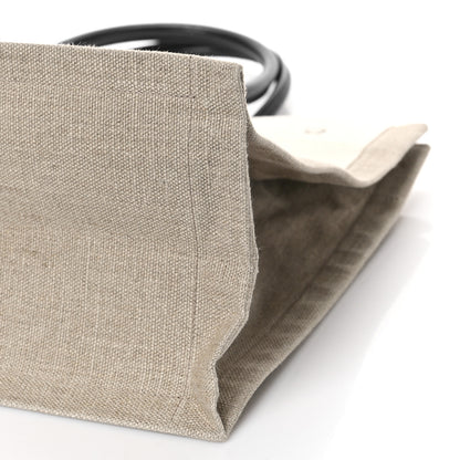 Saint Laurent Linen Calfskin Small Rive Gauche Tote Greggio Natural 8 of 8