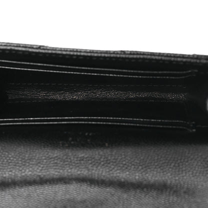 Saint Laurent Grain De Poudre Matelasse Chevron Small Monogram Envelope Wallet Black 5 of 8