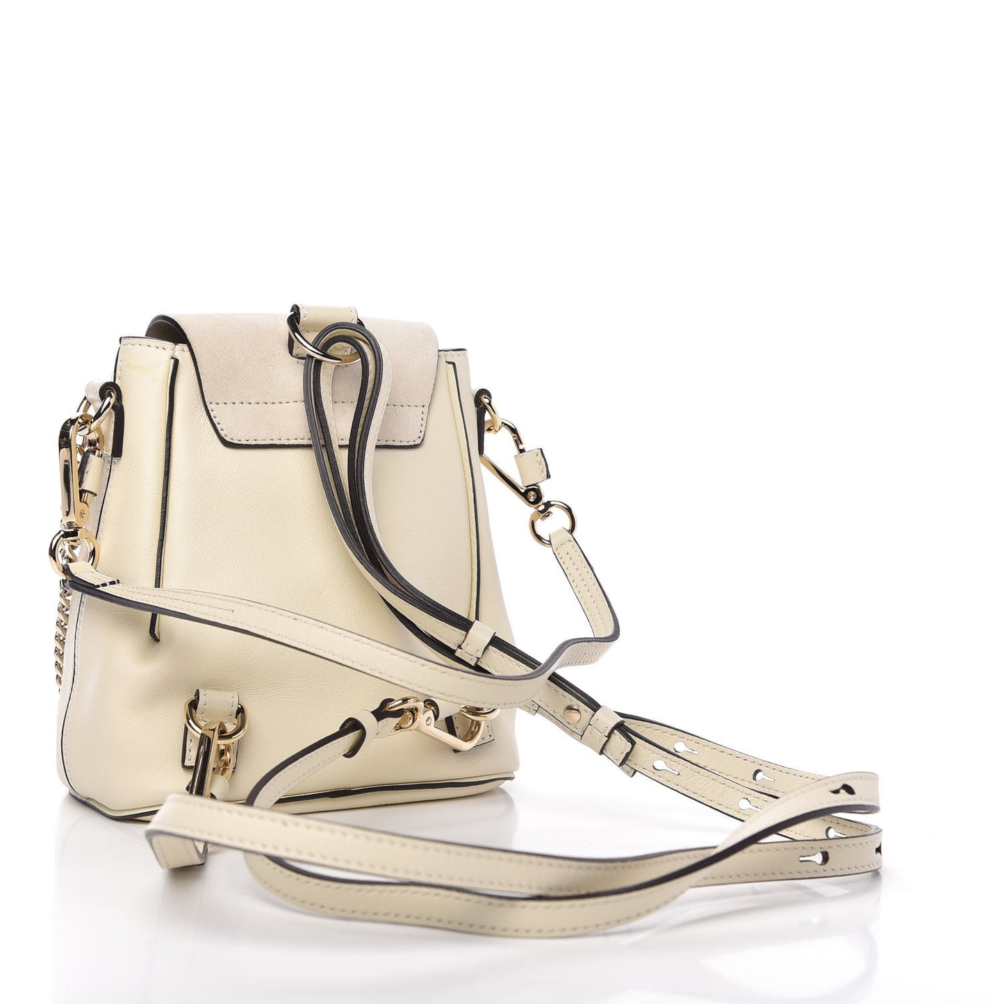 Suede Calfskin Mini Faye Backpack Off White