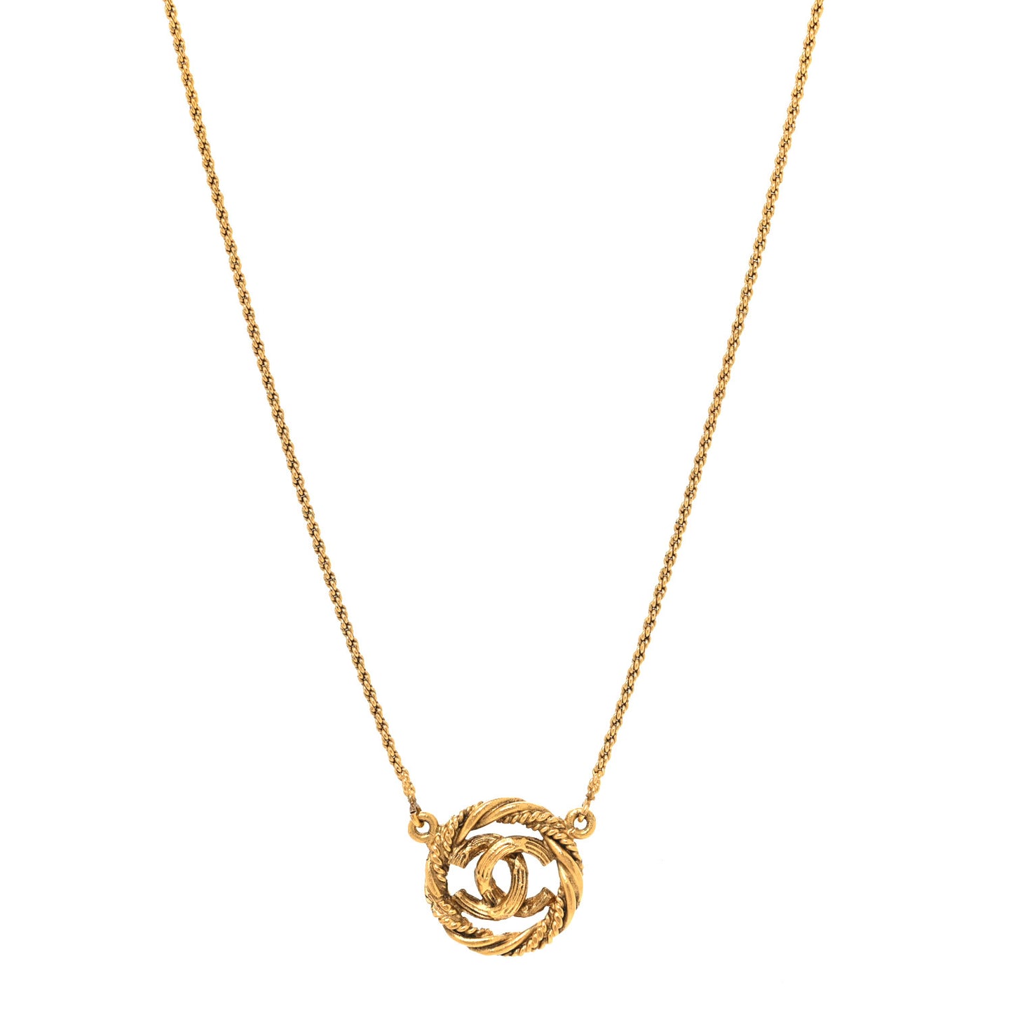CC Medallion Choker Chain Necklace Gold