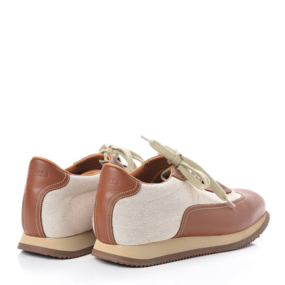 Hermes Calfskin Toile Womens Quick Sneakers 42.5 Gold 4 of 7