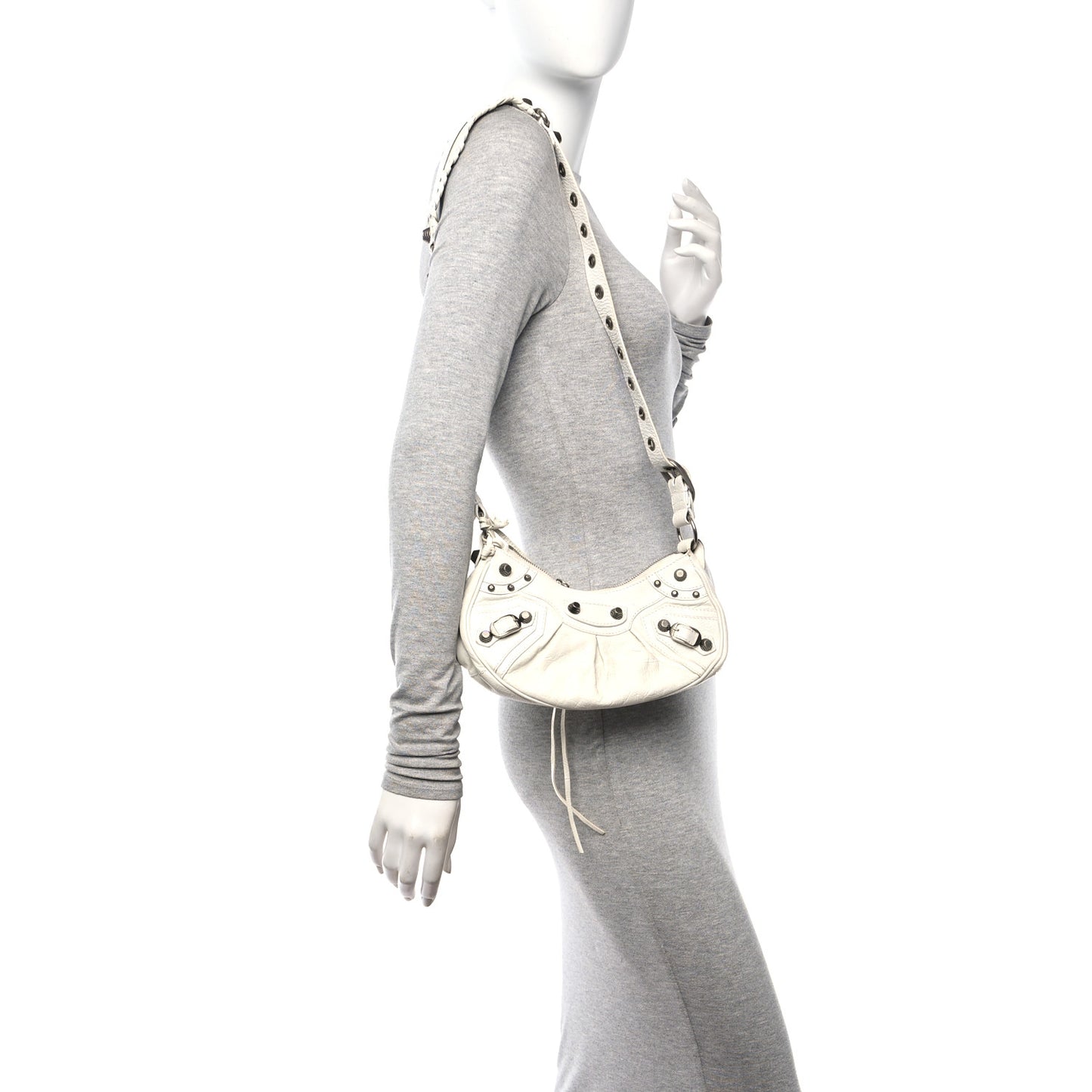 Agneau Arena Le Cagole Shoulder Bag XS Optic White