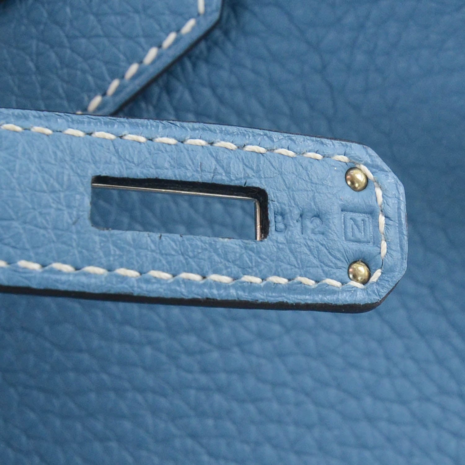 Hermes Taurillon Clemence Birkin 35 Blue Jean 6 of 8