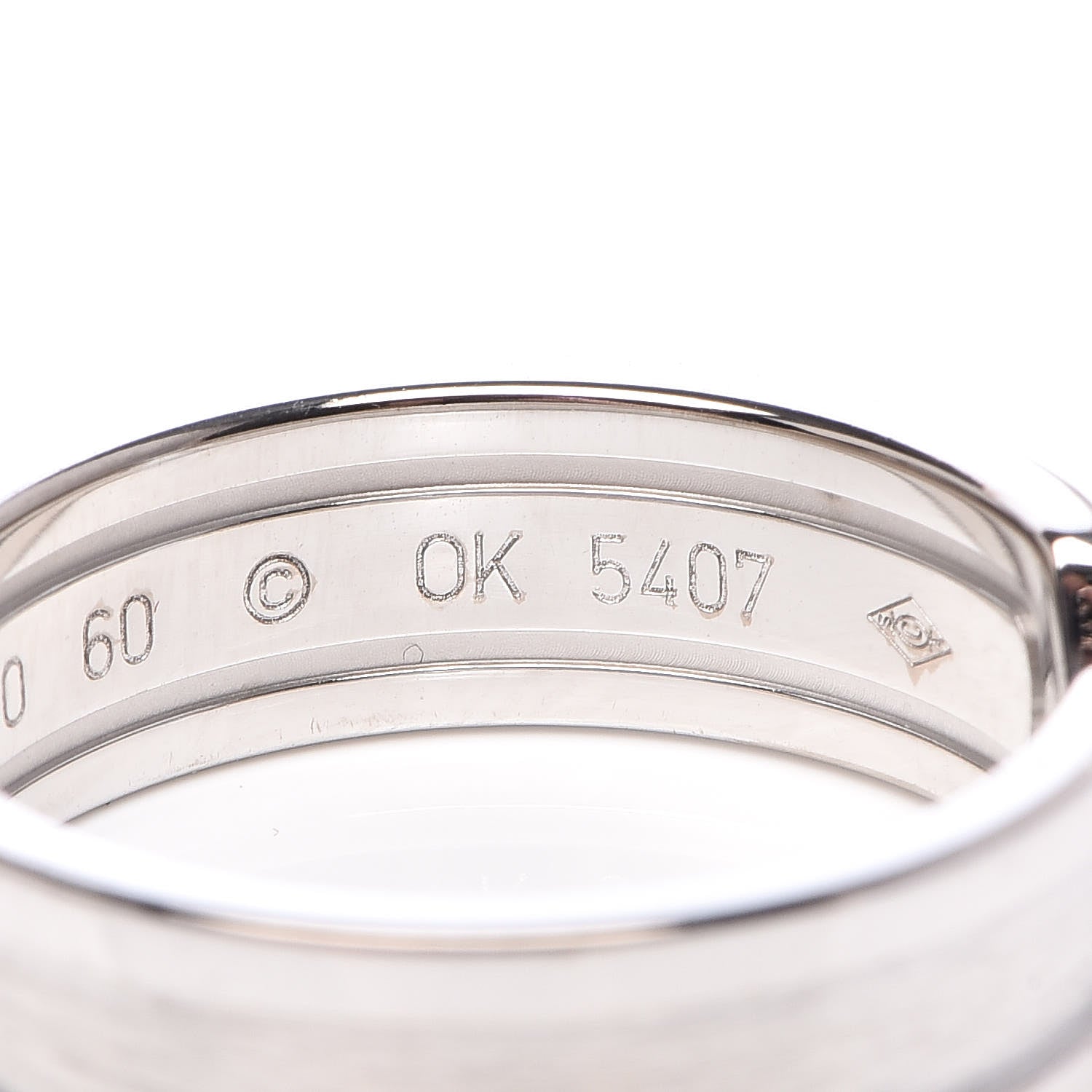 Cartier 18K White Gold Diamond 6.5mm Logo De Ring 60 9 5 of 5