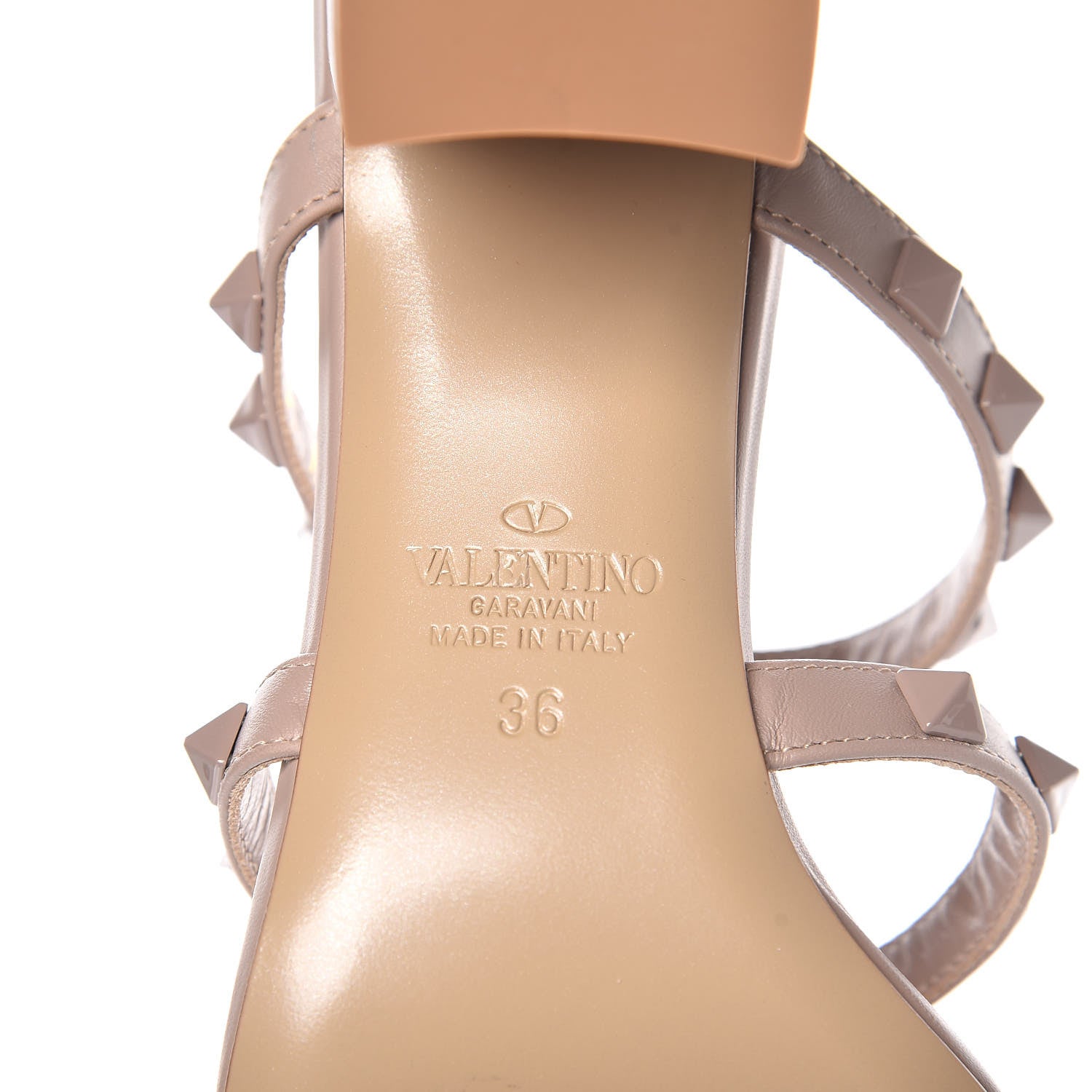 Valentino Garavani Calfskin Rockstud 60mm Caged Slide Sandals 36 Poudre 6 of 9
