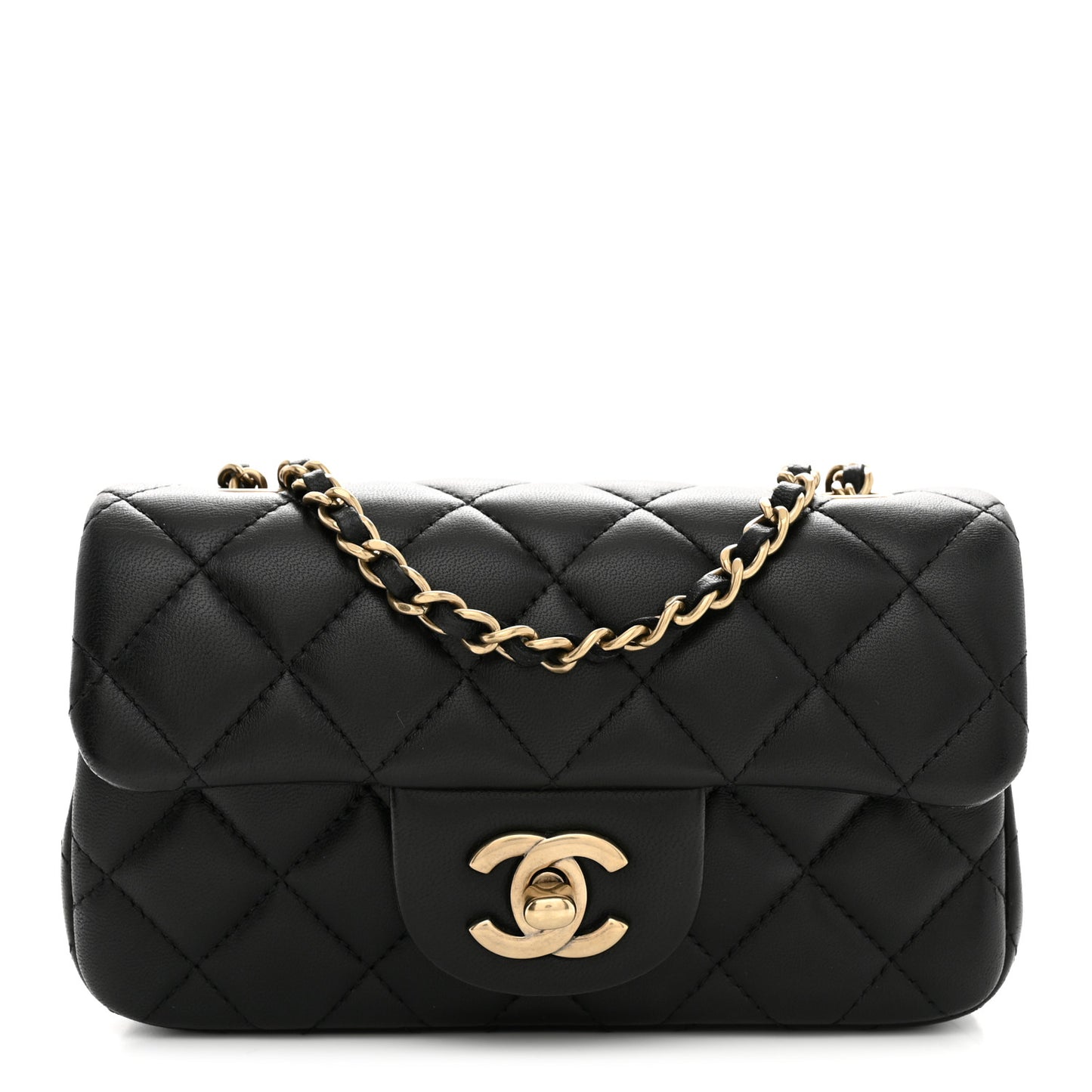 Lambskin Quilted Extra Mini Flap Black