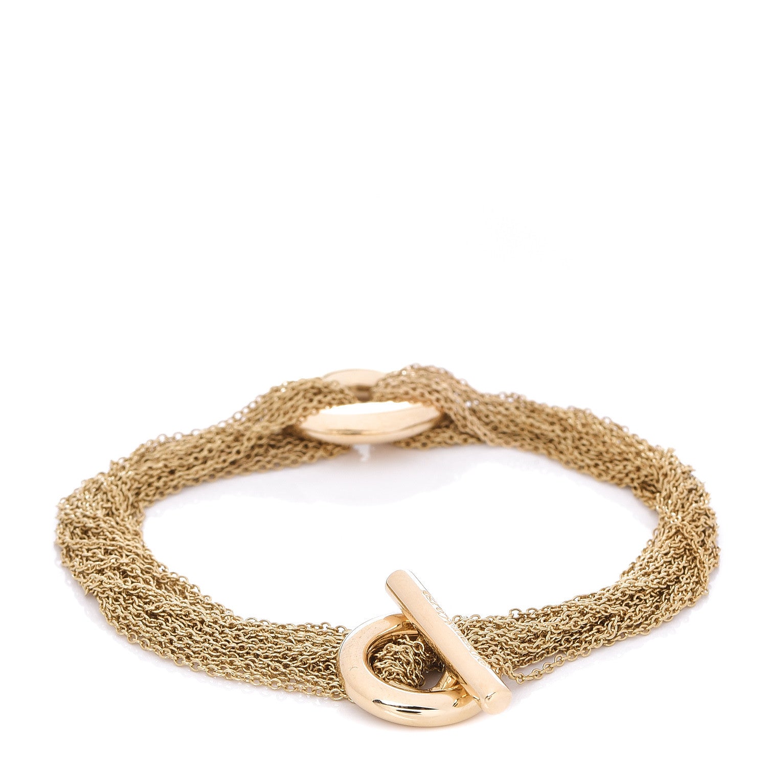 Tiffany 18K Yellow Gold Multi-Chain Circle Toggle Bracelet 3 of 4